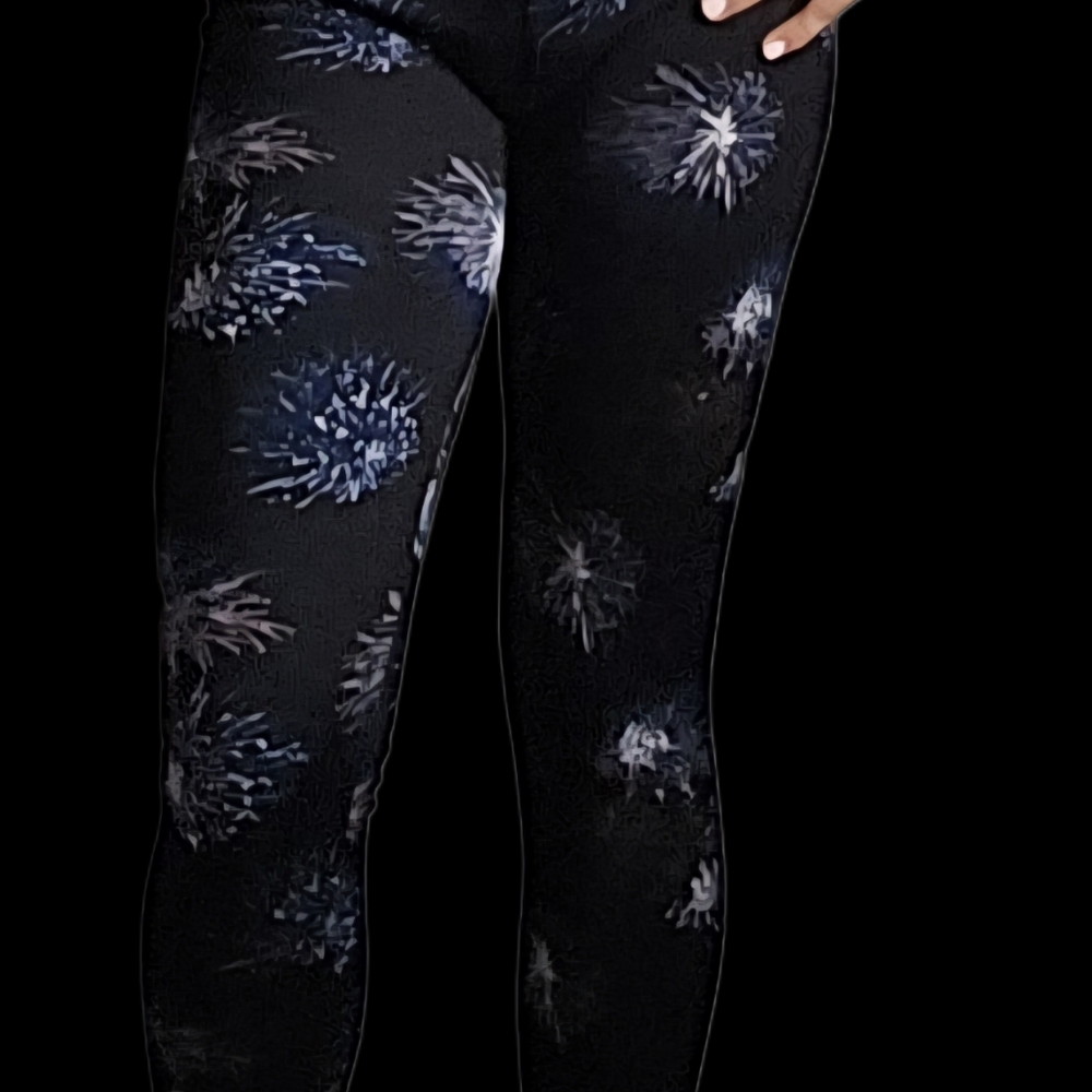 Just Cozy Firework Patterned Black Leggings
